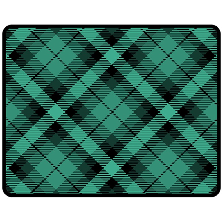 Biscay Green Black Plaid Fleece Blanket (Medium) 