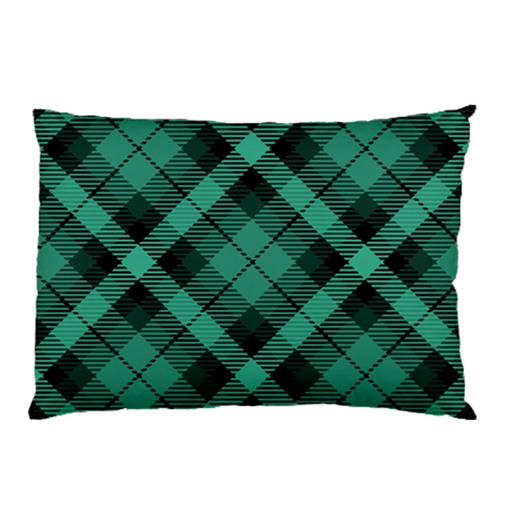 Biscay Green Black Plaid Pillow Case (Two Sides)