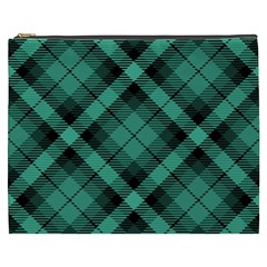 Biscay Green Black Plaid Cosmetic Bag (xxxl) by SpinnyChairDesigns