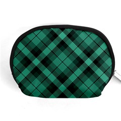 Biscay Green Black Plaid Accessory Pouch (medium) by SpinnyChairDesigns