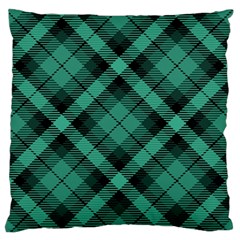 Biscay Green Black Plaid Standard Flano Cushion Case (one Side) by SpinnyChairDesigns