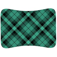 Biscay Green Black Plaid Velour Seat Head Rest Cushion by SpinnyChairDesigns