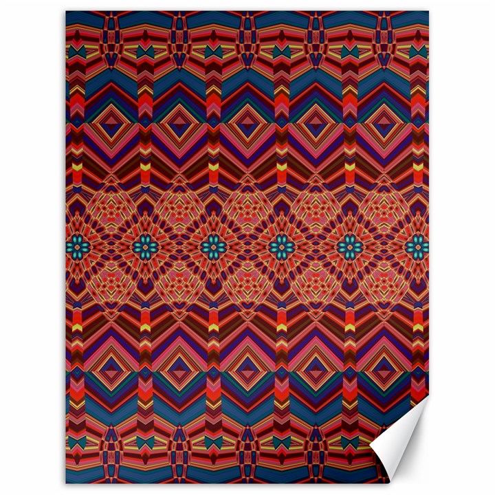 Boho Light Brown Blue Pattern Canvas 18  x 24 