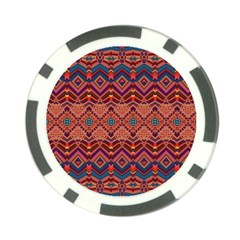 Boho Light Brown Blue Pattern Poker Chip Card Guard by SpinnyChairDesigns