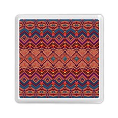 Boho Light Brown Blue Pattern Memory Card Reader (square) by SpinnyChairDesigns