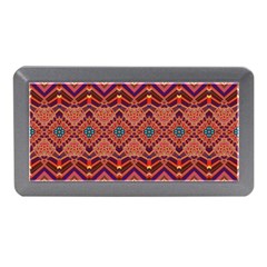 Boho Light Brown Blue Pattern Memory Card Reader (mini) by SpinnyChairDesigns