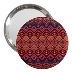 Boho Light Brown Blue Pattern 3  Handbag Mirrors by SpinnyChairDesigns