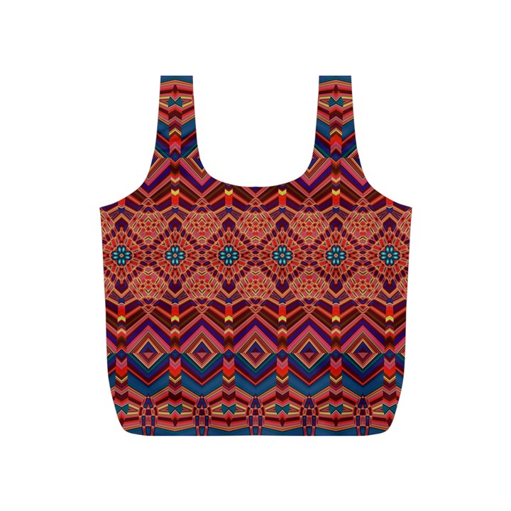 Boho Light Brown Blue Pattern Full Print Recycle Bag (S)