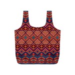 Boho Light Brown Blue Pattern Full Print Recycle Bag (S) Back