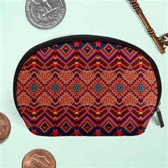 Boho Light Brown Blue Pattern Accessory Pouch (large) by SpinnyChairDesigns