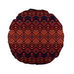 Boho Light Brown Blue Pattern Standard 15  Premium Flano Round Cushions Front