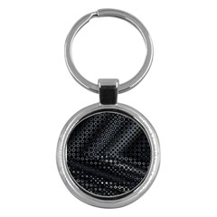 Black Abstract Pattern Key Chain (round) by SpinnyChairDesigns