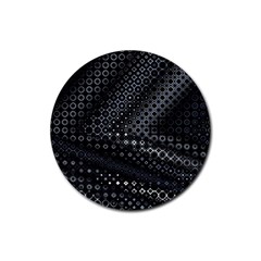 Black Abstract Pattern Rubber Coaster (round)  by SpinnyChairDesigns