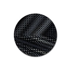 Black Abstract Pattern Magnet 3  (round) by SpinnyChairDesigns