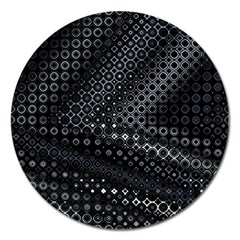 Black Abstract Pattern Magnet 5  (round) by SpinnyChairDesigns