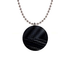 Black Abstract Pattern 1  Button Necklace by SpinnyChairDesigns