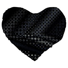 Black Abstract Pattern Large 19  Premium Heart Shape Cushions by SpinnyChairDesigns