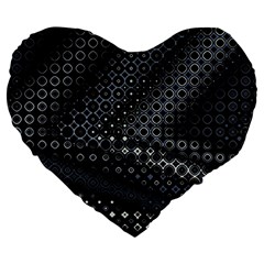 Black Abstract Pattern Large 19  Premium Flano Heart Shape Cushions by SpinnyChairDesigns