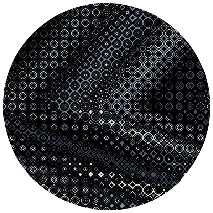 Black Abstract Pattern Wooden Puzzle Round