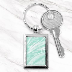 Biscay Green White Feathered Swoosh Key Chain (rectangle) by SpinnyChairDesigns