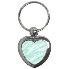 Biscay Green White Feathered Swoosh Key Chain (heart) by SpinnyChairDesigns