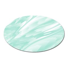 Biscay Green White Feathered Swoosh Oval Magnet by SpinnyChairDesigns