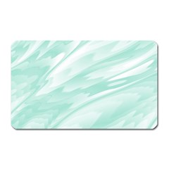 Biscay Green White Feathered Swoosh Magnet (rectangular) by SpinnyChairDesigns