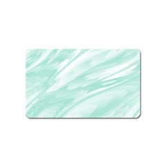 Biscay Green White Feathered Swoosh Magnet (name Card) by SpinnyChairDesigns