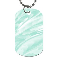 Biscay Green White Feathered Swoosh Dog Tag (two Sides) by SpinnyChairDesigns