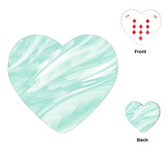 Biscay Green White Feathered Swoosh Playing Cards Single Design (heart) by SpinnyChairDesigns