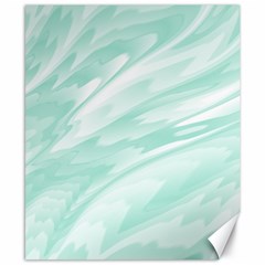 Biscay Green White Feathered Swoosh Canvas 8  X 10  by SpinnyChairDesigns