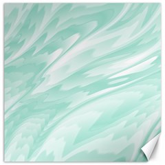 Biscay Green White Feathered Swoosh Canvas 20  X 20  by SpinnyChairDesigns