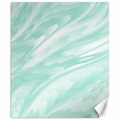 Biscay Green White Feathered Swoosh Canvas 20  X 24  by SpinnyChairDesigns