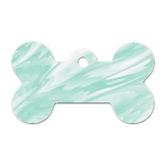 Biscay Green White Feathered Swoosh Dog Tag Bone (one Side) by SpinnyChairDesigns