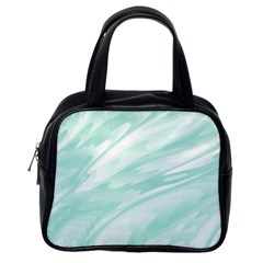 Biscay Green White Feathered Swoosh Classic Handbag (one Side) by SpinnyChairDesigns