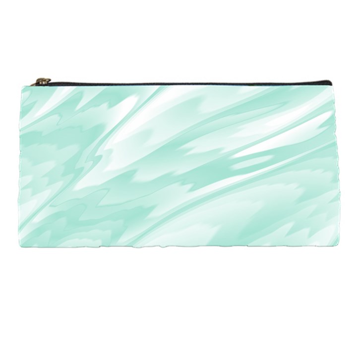 Biscay Green White Feathered Swoosh Pencil Case