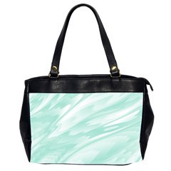 Biscay Green White Feathered Swoosh Oversize Office Handbag (2 Sides) by SpinnyChairDesigns