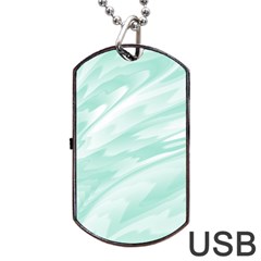 Biscay Green White Feathered Swoosh Dog Tag Usb Flash (two Sides) by SpinnyChairDesigns