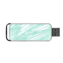 Biscay Green White Feathered Swoosh Portable Usb Flash (one Side) by SpinnyChairDesigns