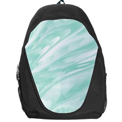 Biscay Green White Feathered Swoosh Backpack Bag by SpinnyChairDesigns