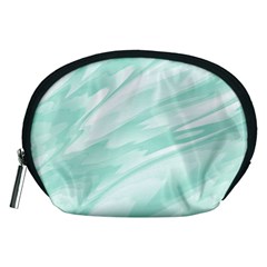 Biscay Green White Feathered Swoosh Accessory Pouch (medium) by SpinnyChairDesigns