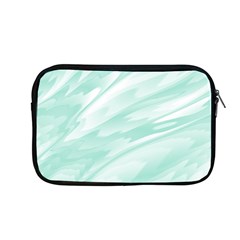 Biscay Green White Feathered Swoosh Apple Macbook Pro 13  Zipper Case by SpinnyChairDesigns