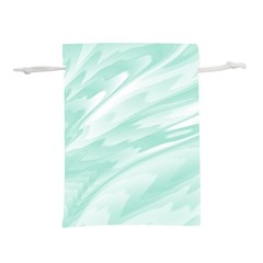 Biscay Green White Feathered Swoosh Lightweight Drawstring Pouch (s) by SpinnyChairDesigns