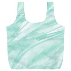 Biscay Green White Feathered Swoosh Full Print Recycle Bag (xxxl) by SpinnyChairDesigns