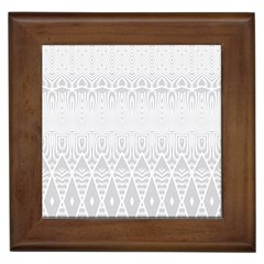 Boho White Wedding Pattern Framed Tile by SpinnyChairDesigns