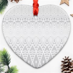 Boho White Wedding Pattern Ornament (heart) by SpinnyChairDesigns