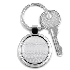 Boho White Wedding Pattern Key Chain (round) by SpinnyChairDesigns