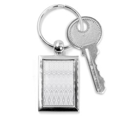 Boho White Wedding Pattern Key Chain (rectangle) by SpinnyChairDesigns