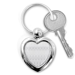 Boho White Wedding Pattern Key Chain (heart) by SpinnyChairDesigns