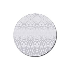 Boho White Wedding Pattern Rubber Coaster (round)  by SpinnyChairDesigns